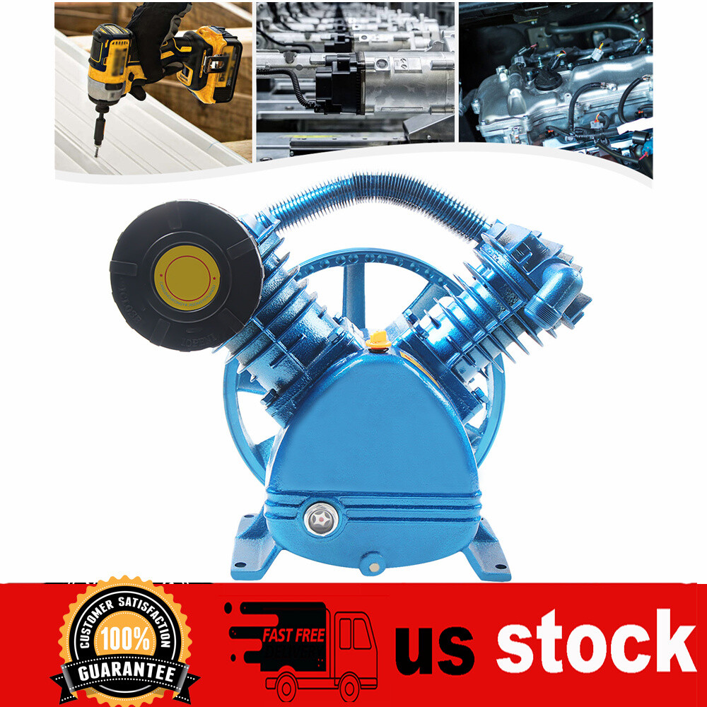 175PSI 5.5HP Twin Cylinder Air Compressor Pump Head V Type Double Stage New