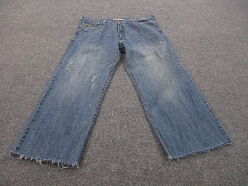 Ecko Unltd Jeans Men 40 Blue Denim Wide Leg Y2K Grunge Baggy Logo Skater Vintage