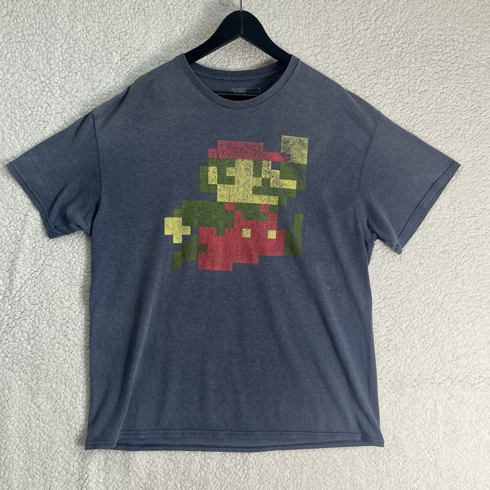 Super Mario Bros T-shirt Men’s XL Grey Nintendo Gaming Retro Graphic Tee