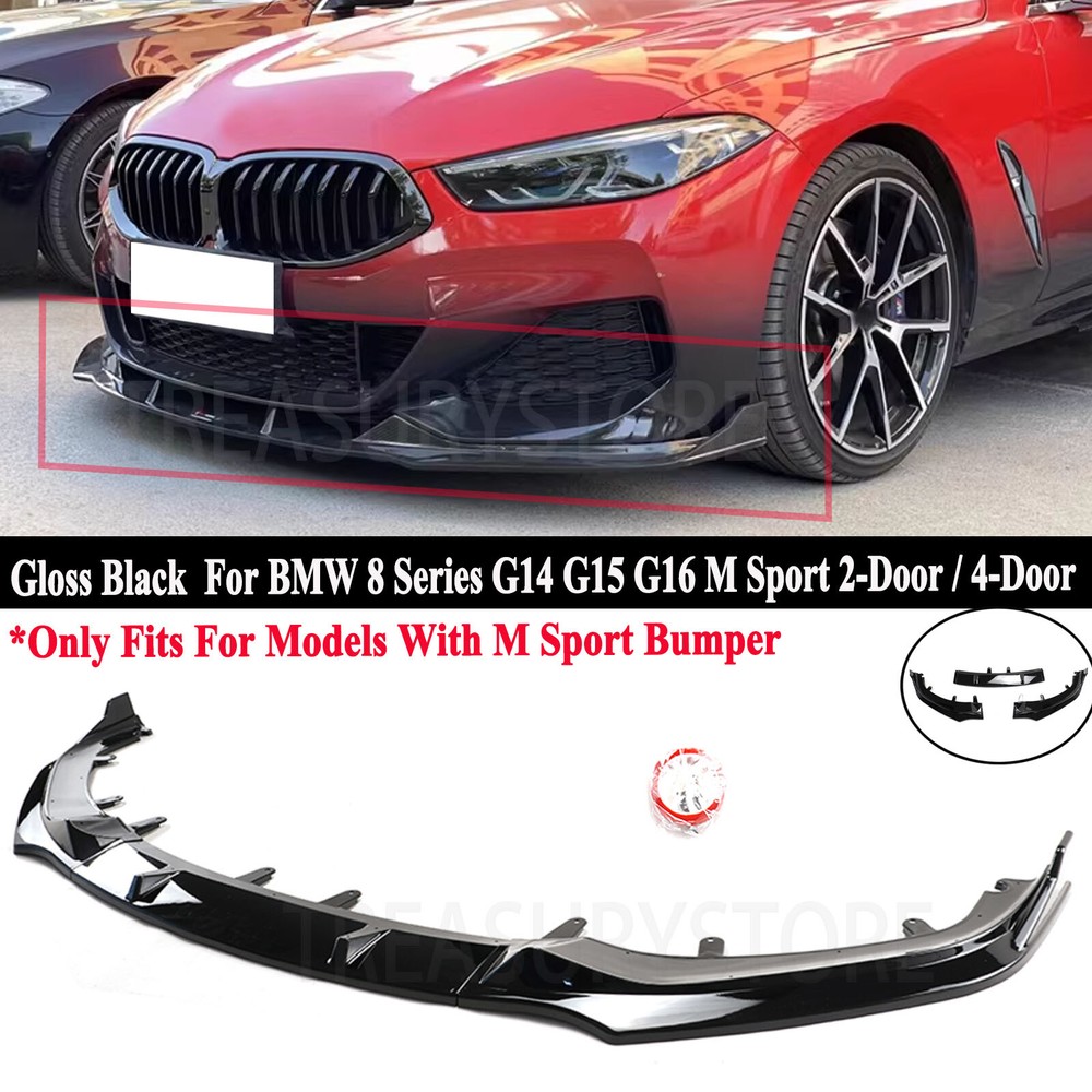 Gloss Black GT Style Front Bumper Lip Kit for BMW G14 G15 G16 840i M850i 2019-2024