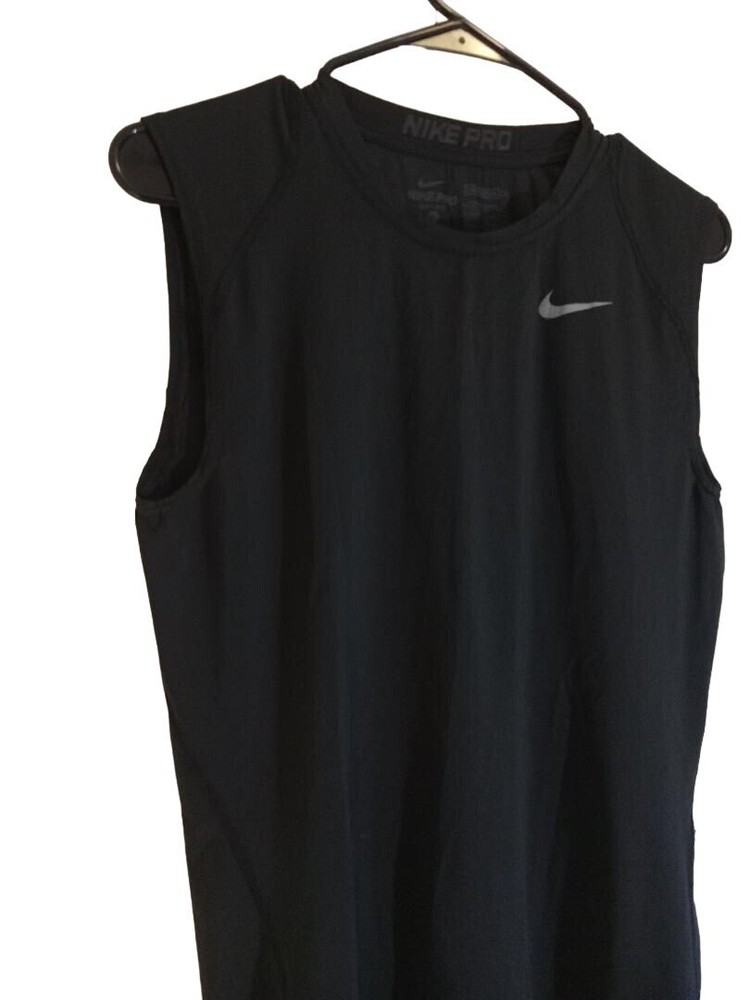 Nike Pro Compression Tank for Men XL Black Sleeveless Workout Top Stretch Fit 28x18