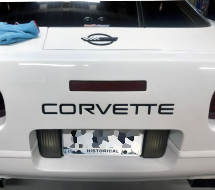 VINYL: Gloss Black FRONT & REAR Letter Inserts fits Corvette C4 1991-96
