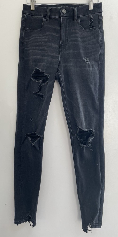 American Eagle The Dream Jean Women's Curvy Super Hi-Rise Jegging Black 4 Reg