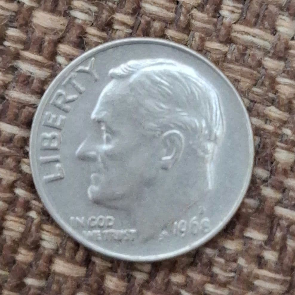 1968 American dime silver coin LIBERTY ONE DIME