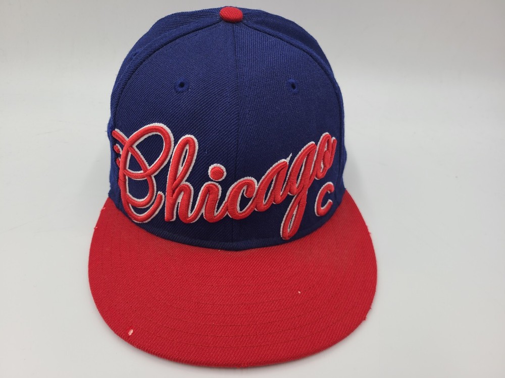 Chicago Cubs New Era 59Fifty Distressed Fitted 7 3/8 Hat Cap MLB Blue *FLAWS*
