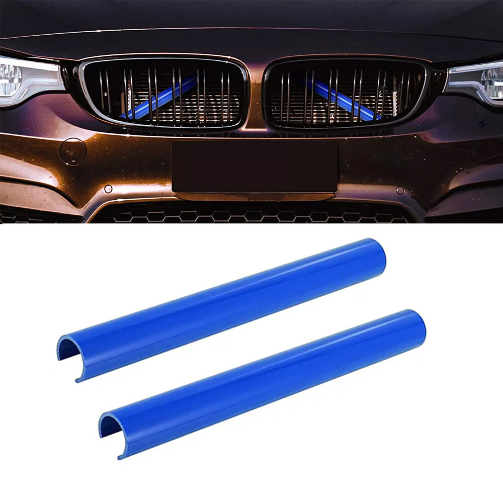 2x Grill Bar V Brace For BMW G20/G21/G28 2020-2023 Grille Trim Strips Cover Blue