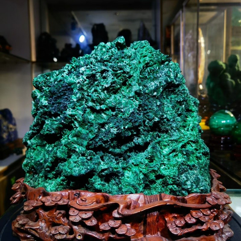 37.6LB Natural Malachite Quartz Acicular Mineral Specimen Crystal Healing +Stand