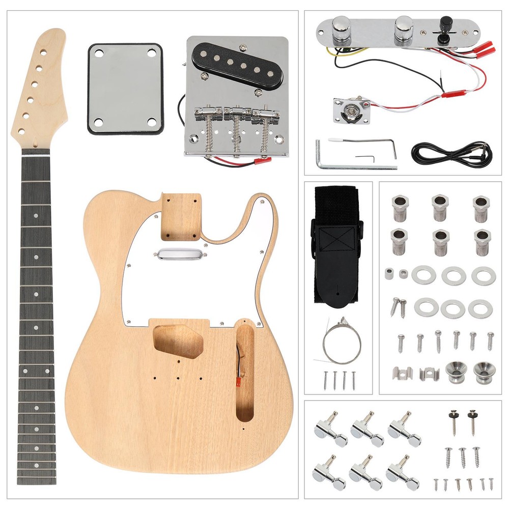 Unfinished DIY TL Style Electric Guitar Kit Full Set School Band for Beginner US