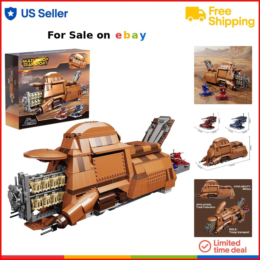 Building Toy Troop Transport Kit with 1286 Pieces for Kids and Adults