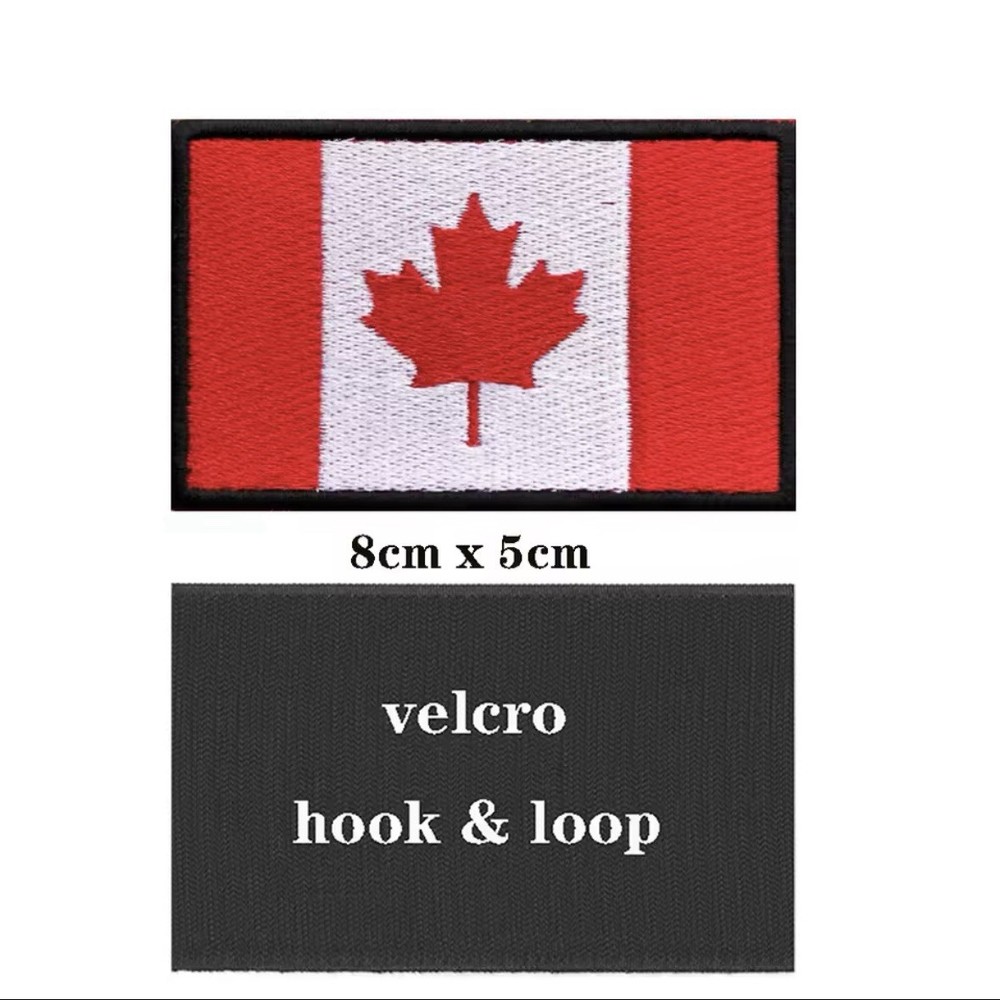 Canadian National Flag Embroidered Hook & Loop Armband Patch Military Style