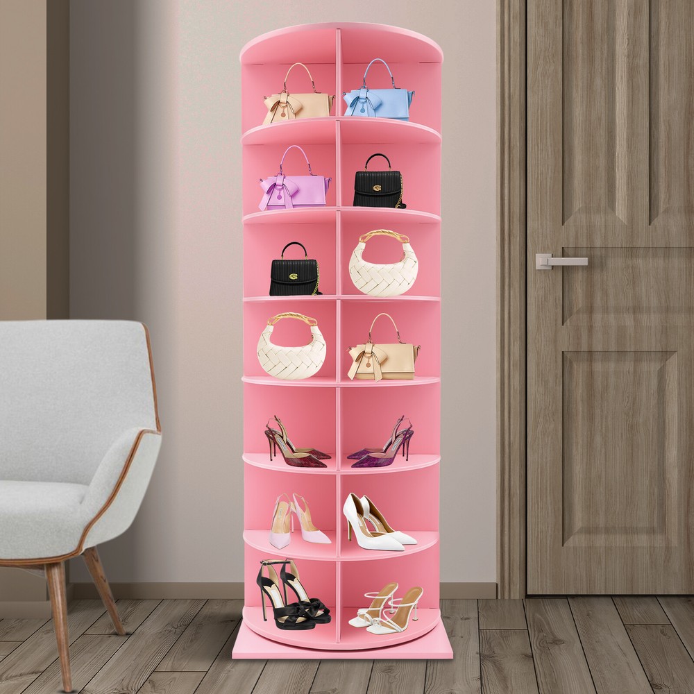 7-Tier Rotating Shoe Rack Tower, 360° Spinning Shoe Display Closet Organizer