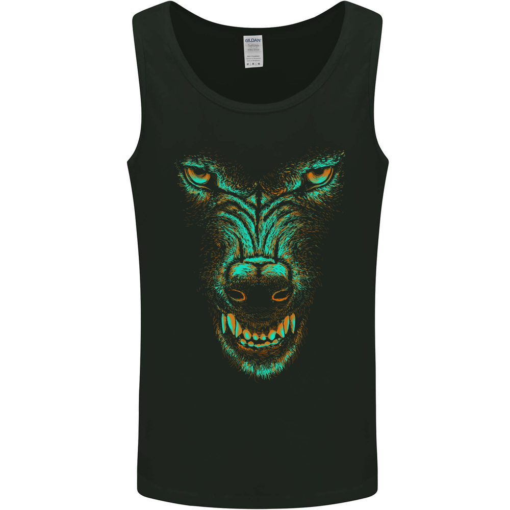 Scary Wolf Face Werewolf Horror Halloween Mens Vest Tank Top