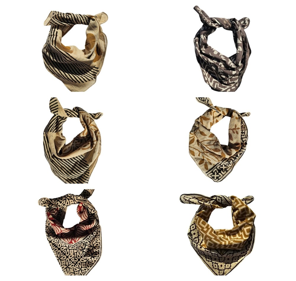 Set of 6 Organic Cotton Bandana Moselle Bandana Scarf Paisley Design