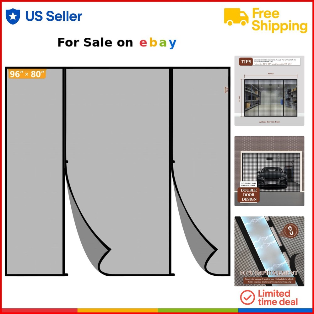 Magnetic Screen Door Fiberglass Fits 96x80 with Strong Magnets Double-Sided