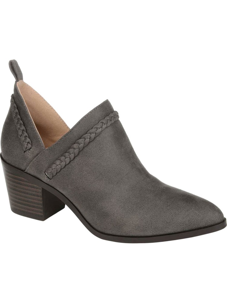 JOURNEE COLLECTION Womens Gray Back Sophie Block Heel Slip On Booties 10 M