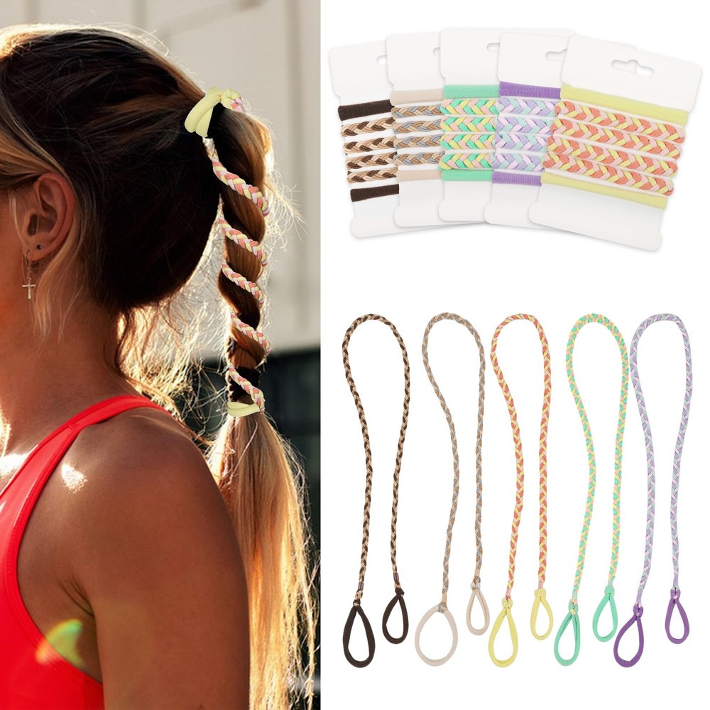 5 PCS Spiral Hair Ties, Rip Tie Ponytail Holder, Tangle-Free, Women, Girls