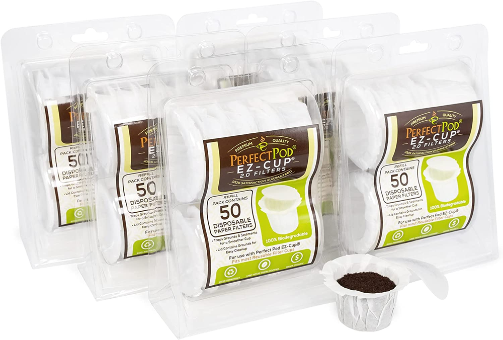 Ez-Cup 2.0 Disposable Paper Coffee Filters for Single-Serve Reusable Coffee Pods