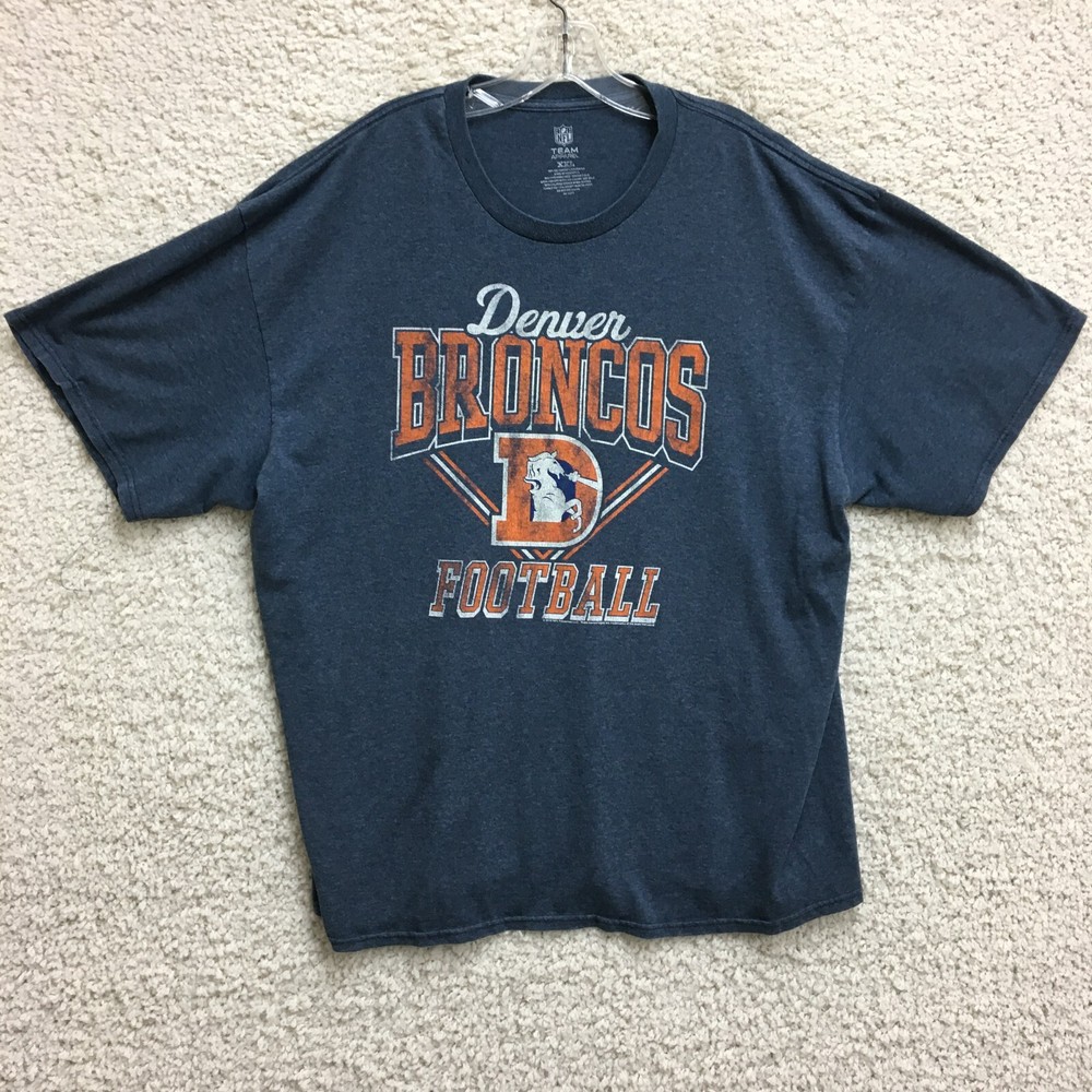 Denver Broncos Team Apparel Shirt 2XL Adult Blue Football Short Sleeve Mens XXL