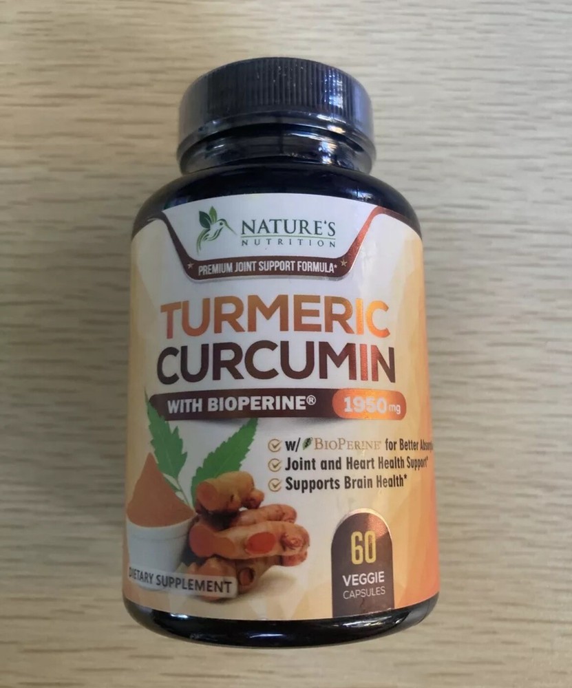 Turmeric Curcumin w/ BioPerine Natures Nutrition Black Pepper 1,950mg  Exp 9/25