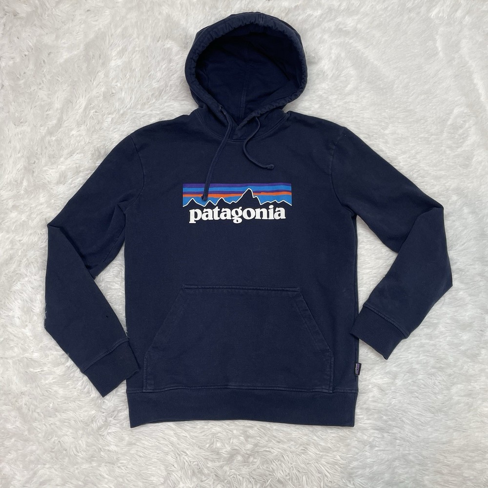 Patagonia Uprisal Hoody Men’s Size S Small Blue Stretch Hoodie Spellout Big Logo