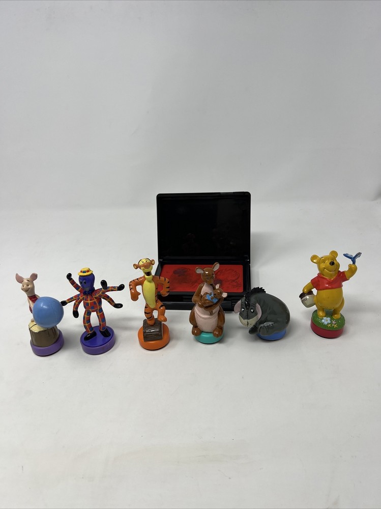 Lot of 6 DISNEY WINNIE THE POOH FIGURERS STAMPS TOYS 3.5