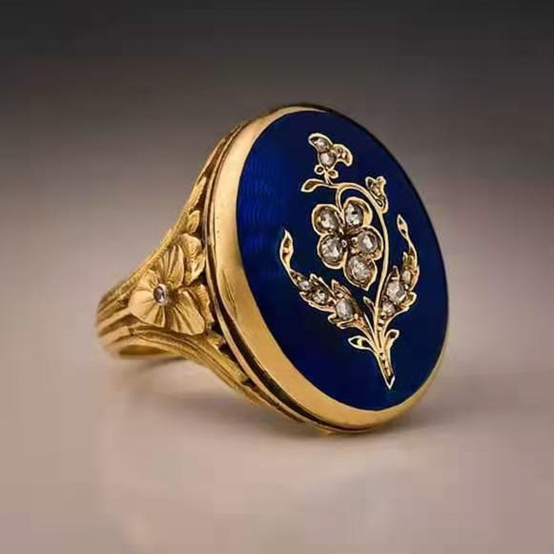 Enamel Ring Vintage Palace Style Fashion Jewelry For Women