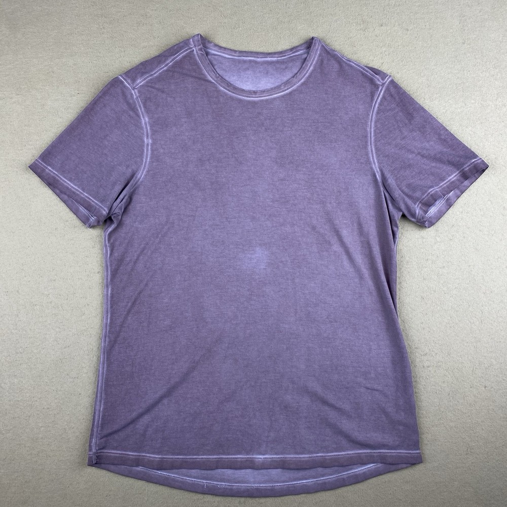 Lululemon T Shirt Mens Small Purple Vintage Acid Wash Crewneck Athleisure