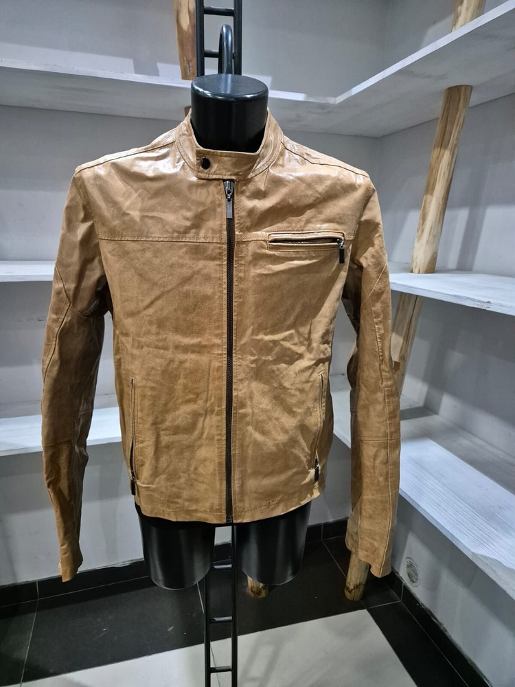 Conbipel Men's Genuine Leather Jacket Size 52 Brown XYR598L