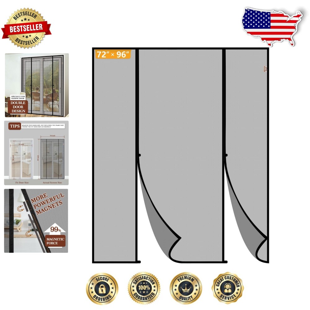 Pet-Friendly Magnetic Screen Door - Fits 72