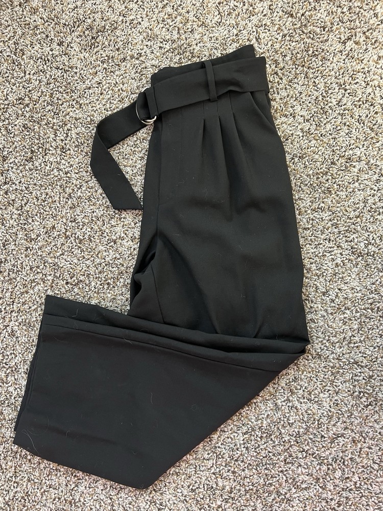 FRAME 100% Wool Wide Leg Belted Trousers Size 4 In Back