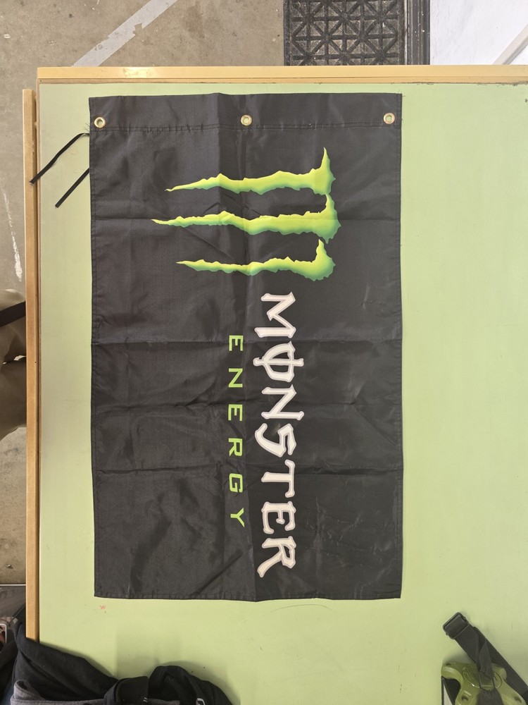 Monster Energy Double Sided 23x37 Flag for Supercross NASCAR Garage Man Cave