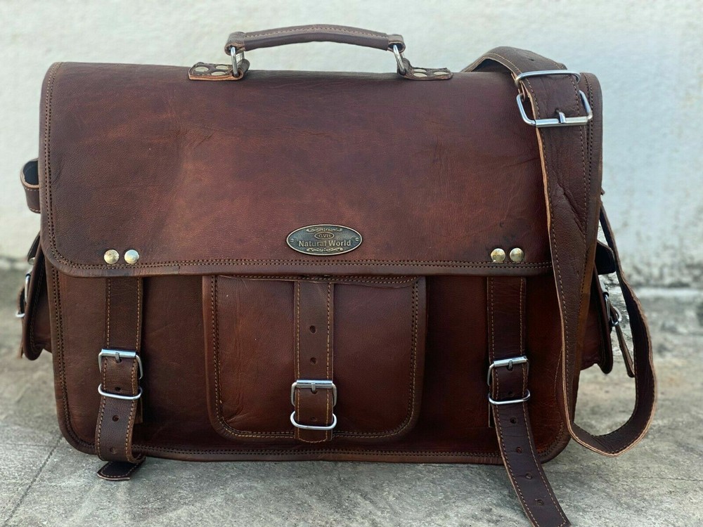Bag Best Gift For Boys Large Leather Messenger Briefcase Shoulder Office Laptop