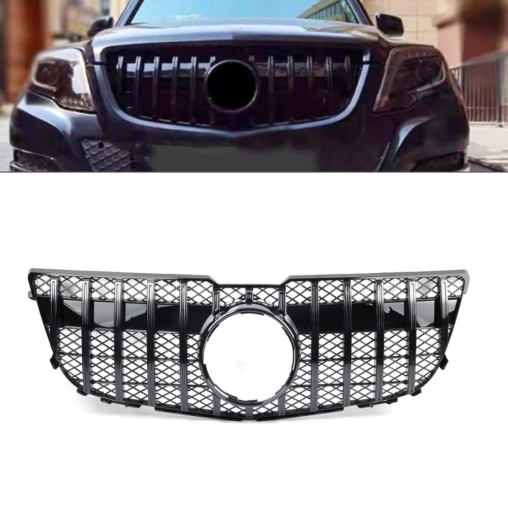 GTR Style Front Bumper Hood Grille Black For Benz GLK Class X204 2013-2015 Car