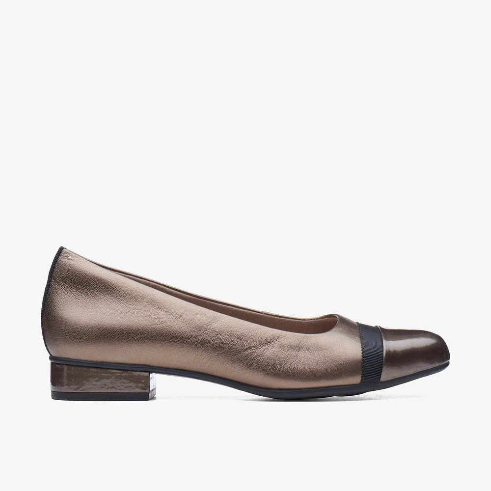 Clarks Womens Juliet Monte Pewter Slip Ons Leather Casual