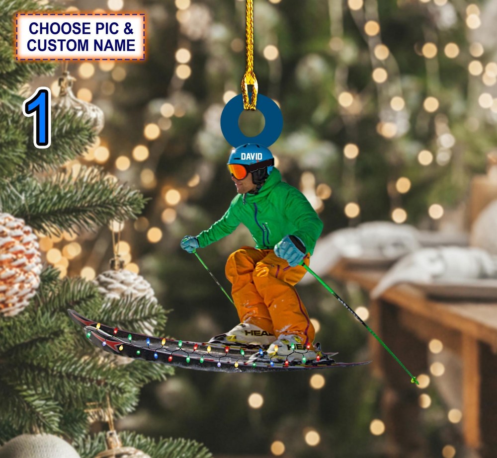 Custom Name Skier Personalized Ornament  Christmas Tree Hanging Decor  Christmas