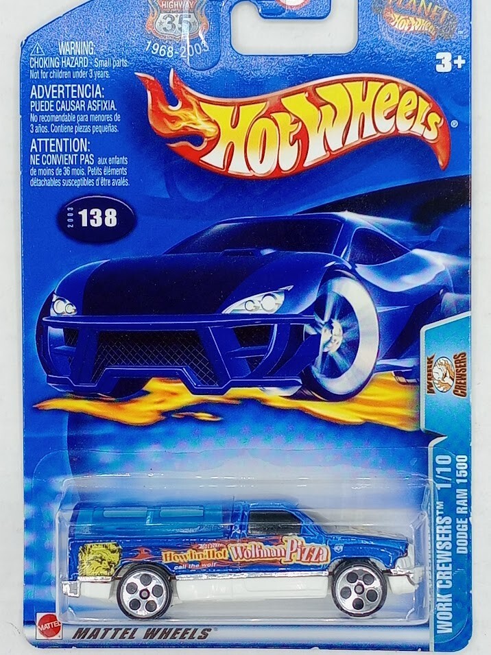2003 Hot Wheels #138 Work Crewsers 1/10 DODGE RAM 1500 Blue/White w/Chrome5DotSp