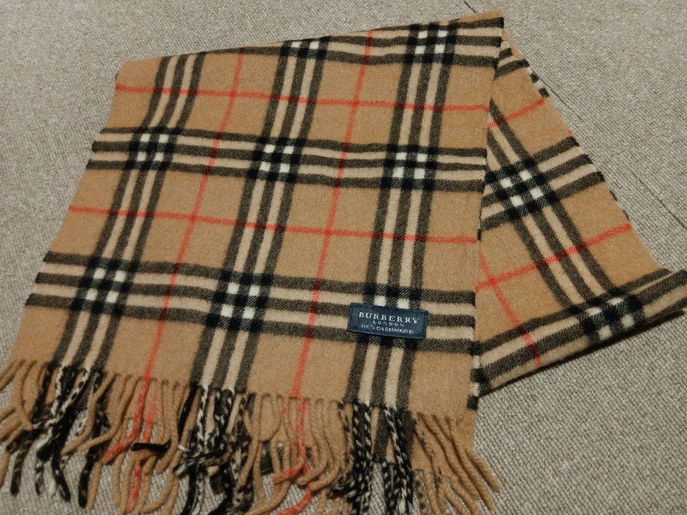 BURBERRY Men's Nova Check 100% Cashmere Scarf Beige From Japan Good Condition