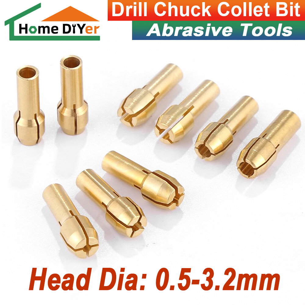 Brass Drill Chuck Collet Bit For Dremel Rotary Tools Adapter Head Dia 0.5-3.2mm