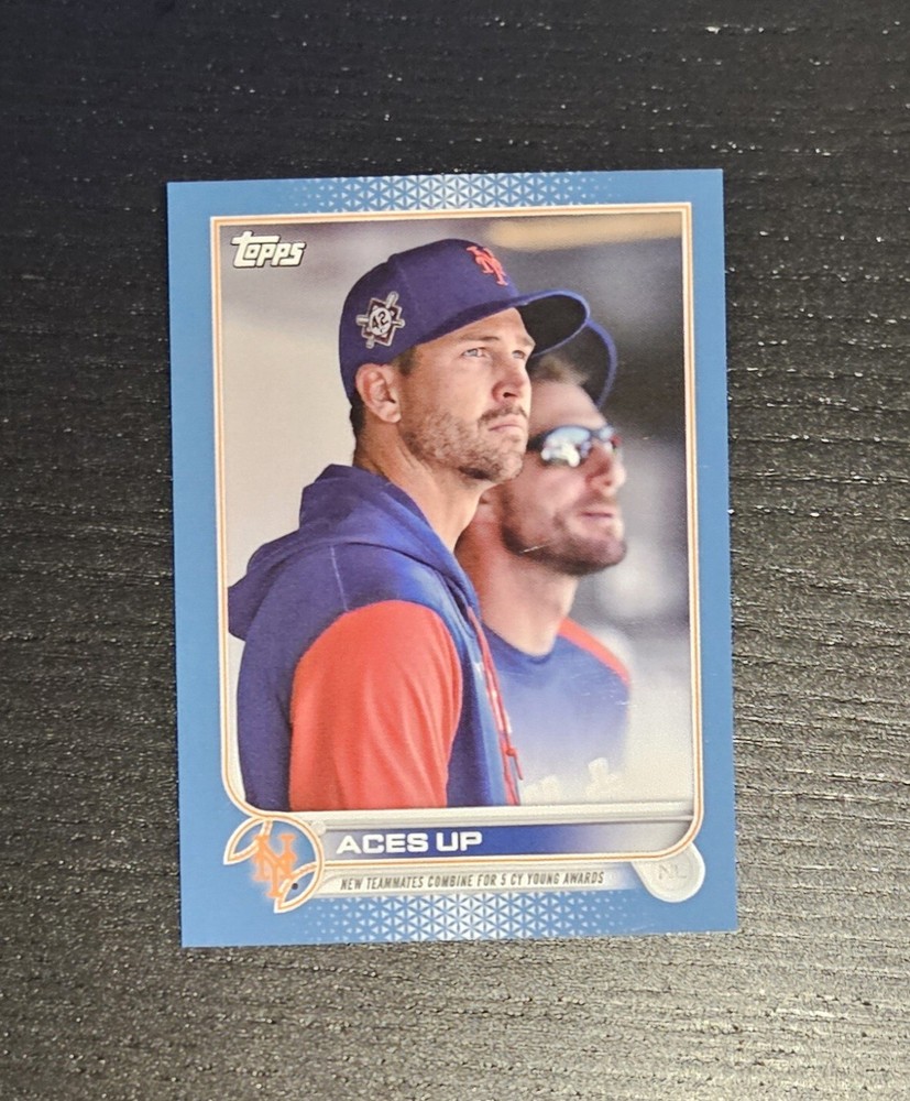 2022 Topps Mini 01/10 Update Aces Up deGrom Scherzer Blue #US288 Mets Cy Young