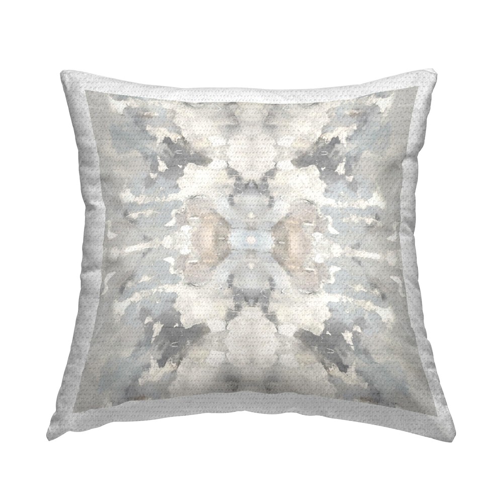 Soft Muted Grey Outdoor Printed Pillow 18x18 with Stylish Pattern