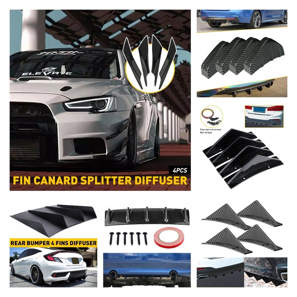 Carbon Lower Rear Style Bumper Diffuser Spoiler Fin Lip Wing Splitter Protec M