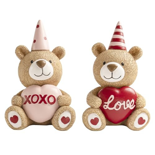 4.7in Resin Teddy Bear Figurine for Valentine’s Day Love and Decor