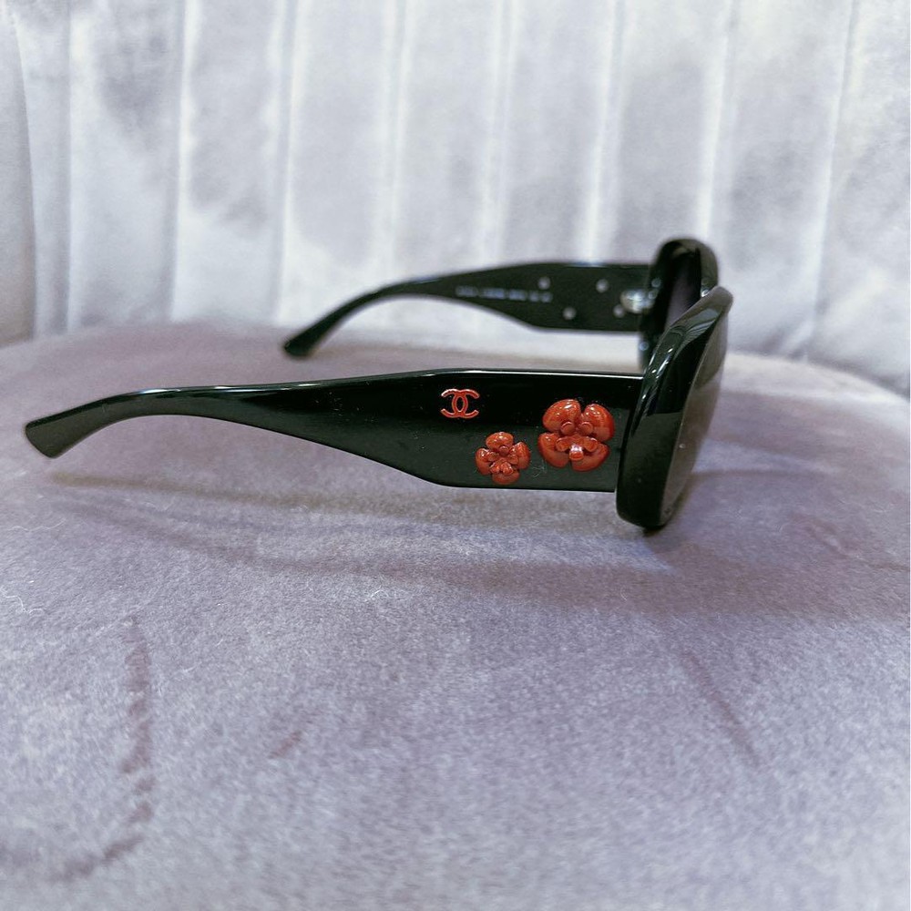 Chanel Limited Edition Brown Camellia Sunglasses Minimalist Elegant Frame