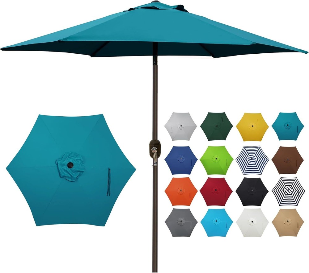 Yard Umbrella with Push-Button Tilt and Easy Crank in Cerulean 7.5 ft Patio Shade for Outdoor Spaces