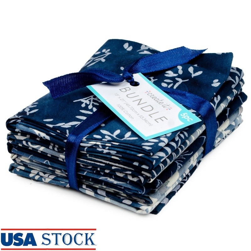 Cotton Batik Precut Sewing Craft Fabric Bundle 5 Pcs Variety Patterns Quilting