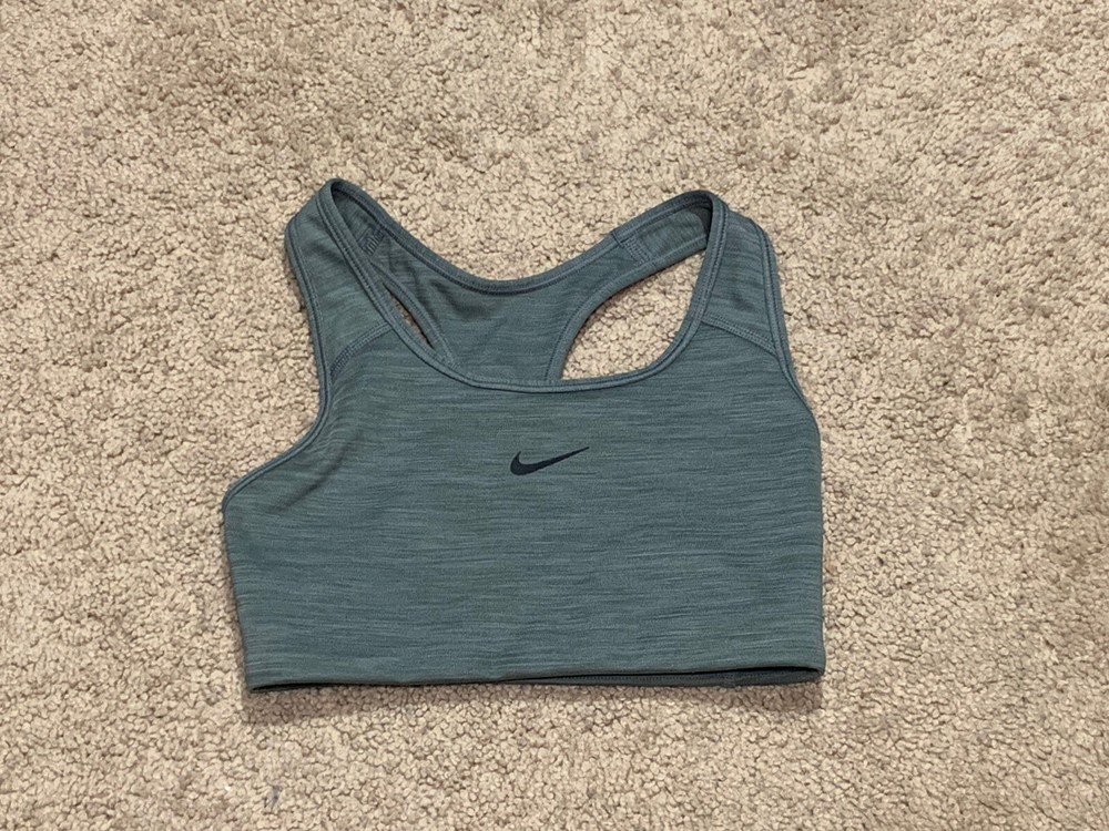 Nike Womens Sports Bra Size XS Dri-Fit Gray Logo Racerback No Padding