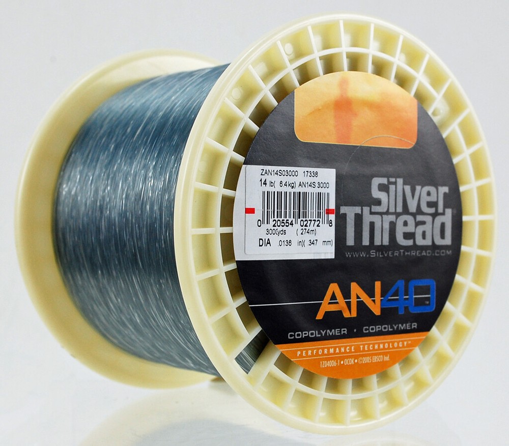 SILVER THREAD AN40 BULK COPOLYMER LINE 3000YD ZAN14S03000 SILVER 14LB BR3305