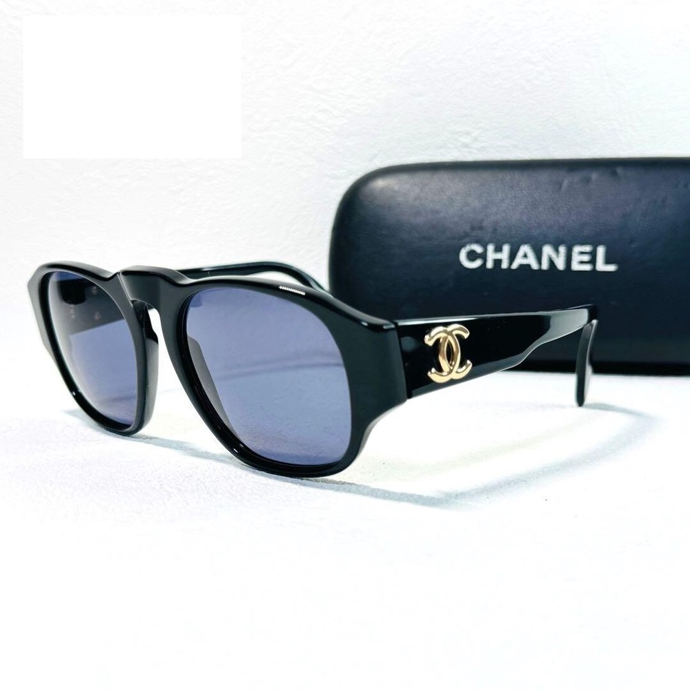 CHANEL 01452 94305 Black Sunglasses Coco Mark Logo Plastic Frame #5