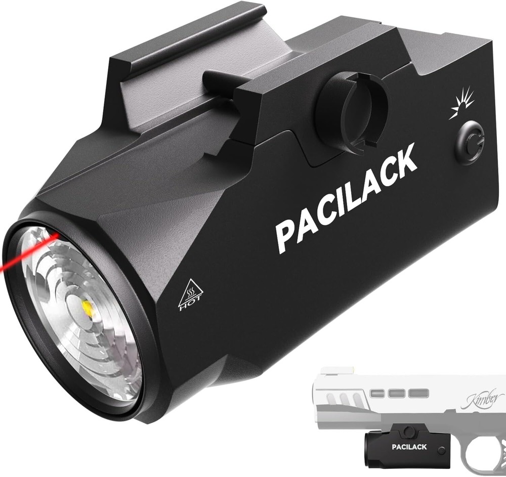 600 Lumen Tactical Flashlight & Red Laser Combo for Glock Pistols