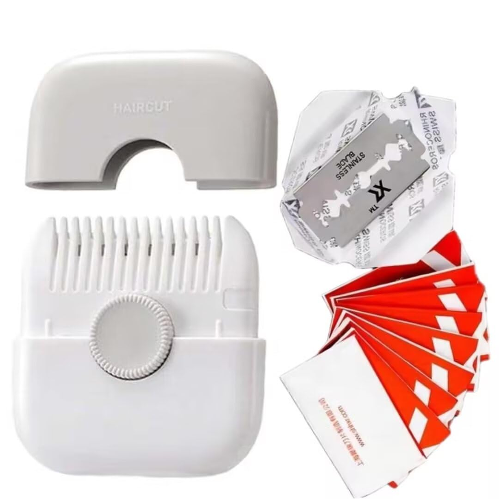 2 in 1 Hair Trimmer Kit with 10 Blades, Razor Comb & Sharp Double Edge